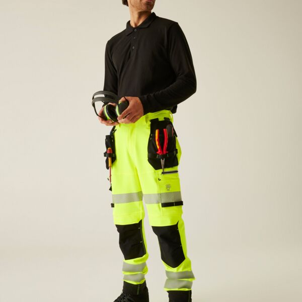 Regatta High Visibility Hi-vis Infiltrate Stretch Holster Trousers (Short/Reg) TRJ603SR Hi-vis Infiltrate Stretch Holster Trousers (Short/Reg) Thumbnail