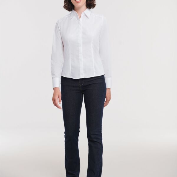 Russell Collection Ladies' Long Sleeve Fitted Polycotton Poplin Shirt 924F Ladies' Long Sleeve Fitted Polycotton Poplin Shirt Thumbnail