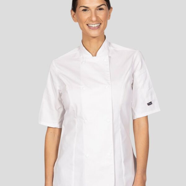 Dennys Ladies' Short Sleeve Fitted Chef's Jacket DD33S Ladies' Short Sleeve Fitted Chef's Jacket Thumbnail